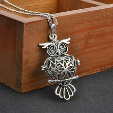 Load image into Gallery viewer, Owl Puffed Heart Silver Tone Necklace