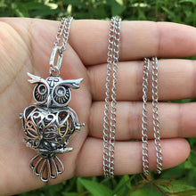 Load image into Gallery viewer, Owl Puffed Heart Silver Tone Necklace