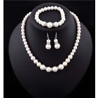 Classic Faux Pearl Necklace Set With Rhinestone Accents