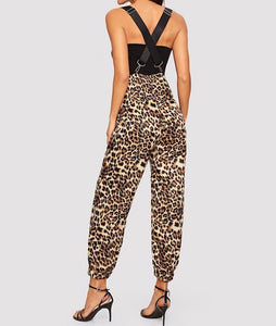 Leopard Love Suspender High Waist Pant