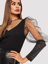 Load image into Gallery viewer, Shimmer Me Sheer Gigot Sleeve Top