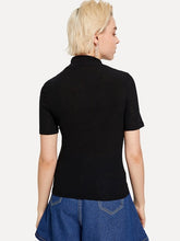 Load image into Gallery viewer, &quot;Because I&#39;m Beautiful&quot; High Neck Embroidered Ribbed Top