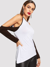 Load image into Gallery viewer, Vicky-Cold Shoulder Two Tone baseball Tee