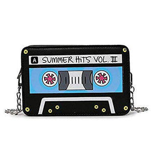 Old School Retro Music Record Cassette Cross-Body Handbag