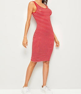 Time To Play Tennis Stripped Tank Dress
