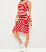 Load image into Gallery viewer, Time To Play Tennis Stripped Tank Dress