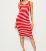 Load image into Gallery viewer, Time To Play Tennis Stripped Tank Dress