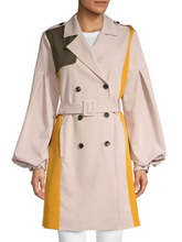 Load image into Gallery viewer, Designer Color Block Bell Sleeve Trench Coat