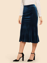 Load image into Gallery viewer, The Perfect Fishtail Hem Velour Skirt