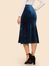 Load image into Gallery viewer, The Perfect Fishtail Hem Velour Skirt