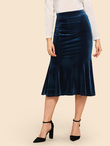 The Perfect Fishtail Hem Velour Skirt