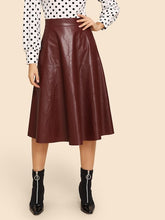 Load image into Gallery viewer, Swing Fit-Flare Faux Leather Skirt