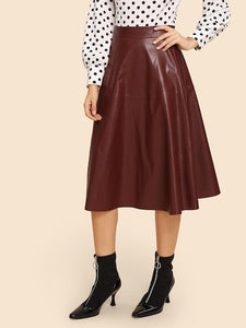 Swing Fit-Flare Faux Leather Skirt