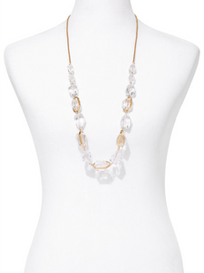 Clear/Smoked Faux Stone Necklace With Gold Hardware