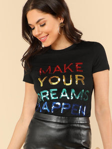 Dreams Happen Sequin T-shirt